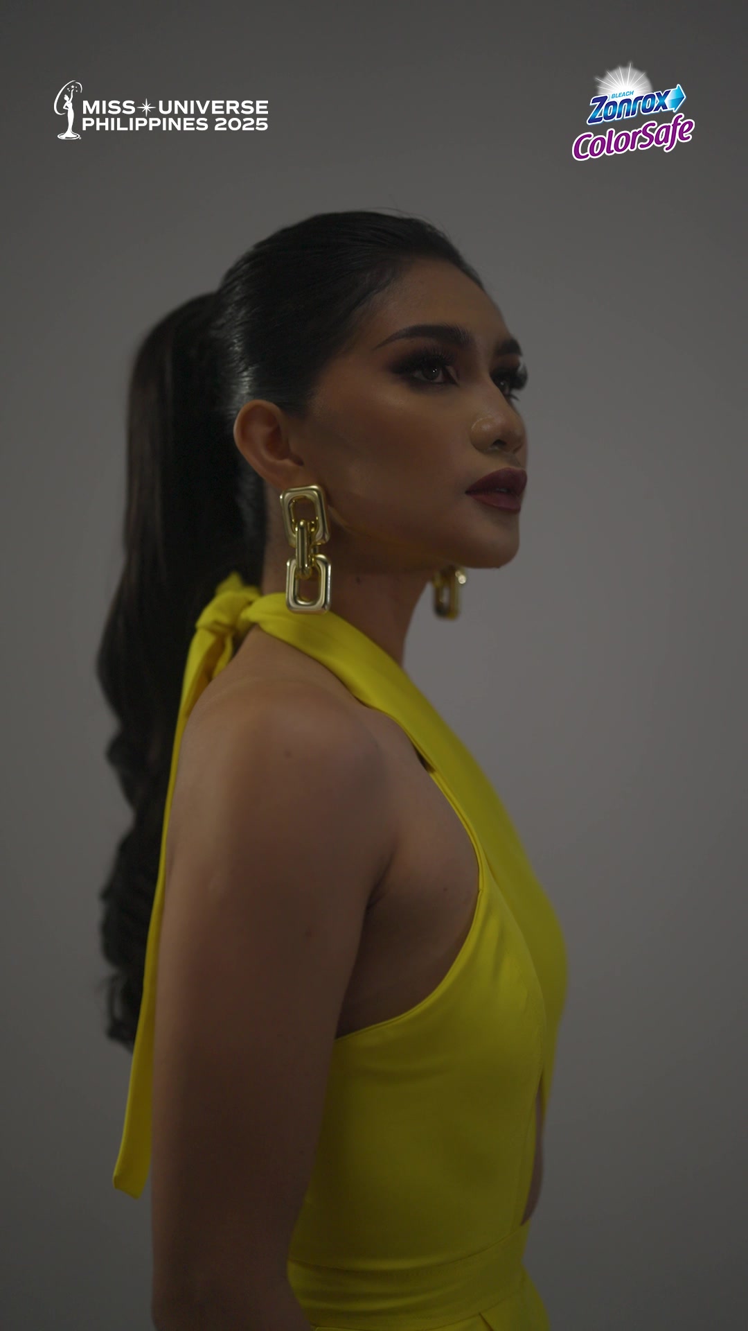 Model in a yellow outfit from a Zonrox ColorSafe casting reel