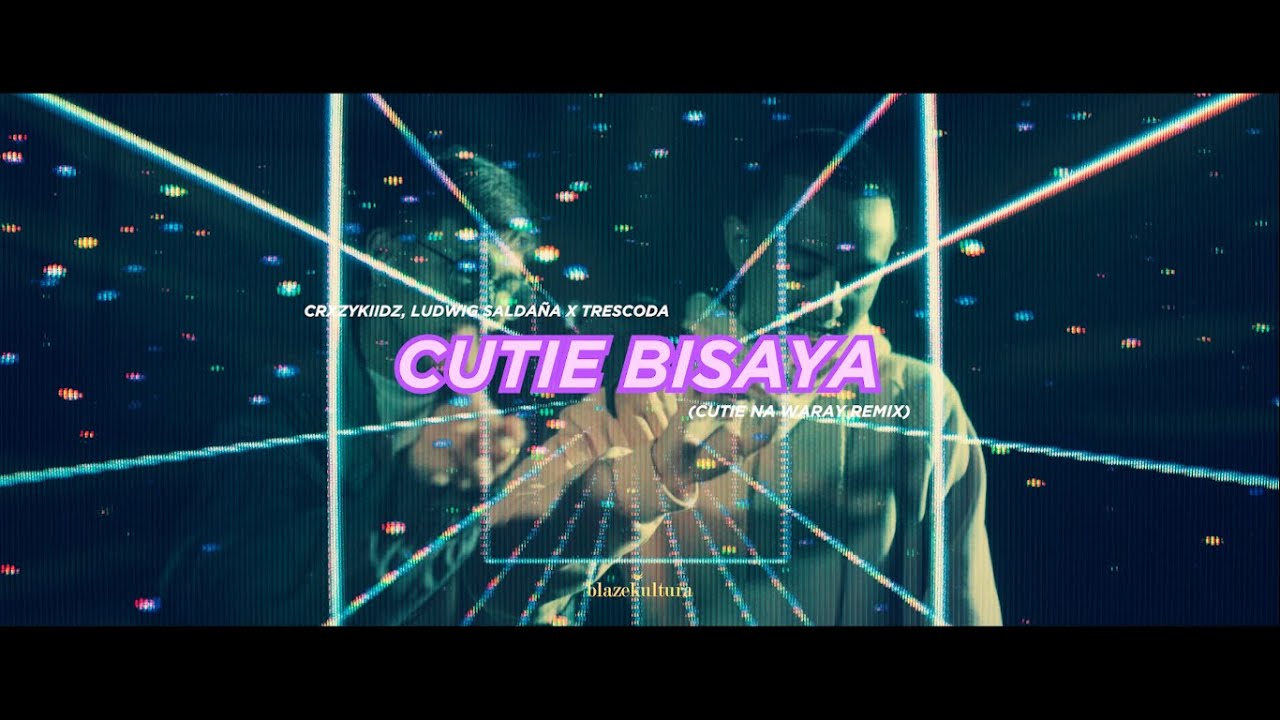 Cutie Bisaya music video title frame in a neon light tunnel