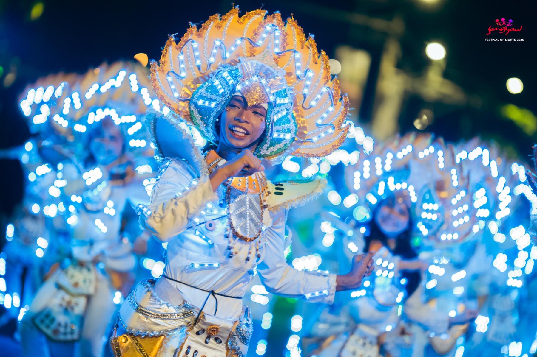 Sangyaw Festival of Lights performer in an illuminated costume